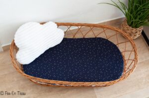 Topponcino bébé personnalisé gaze de coton bleu marine, minky