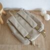 Sac à Dos personnalisé prénom Velours côtelé beige et Tissu mouton blanc cassé