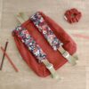 Sac à Dos personnalisé prénom Velours côtelé terracotta imprimé liberty fleuri