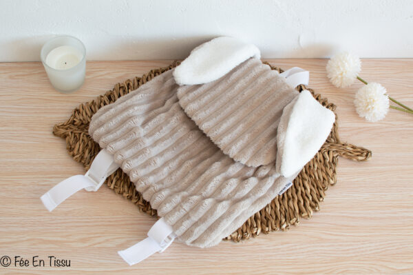 Sac à dos lapin personnalisé Velours côtelé taupe