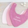 Bavoir bébé personnalisé tissu double uni - plusieurs coloris