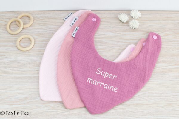 Bavoir bébé personnalisé tissu double uni - plusieurs coloris