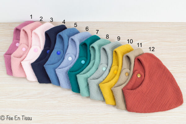 Bavoir bébé personnalisé tissu double uni - plusieurs coloris