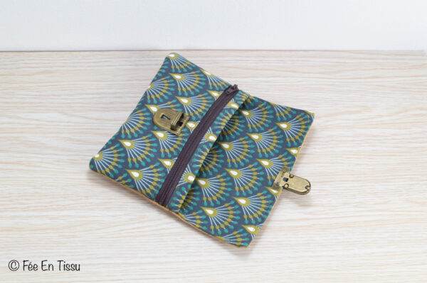 Portefeuille femme compact Simili cuir liège Tissu imprimé fleuri vert