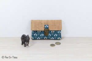 Portefeuille femme compact Simili cuir liège Tissu imprimé brindilles