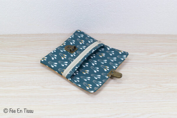 Compact liege 03_0004 Portefeuille femme compact Simili cuir liège Tissu imprimé brindilles