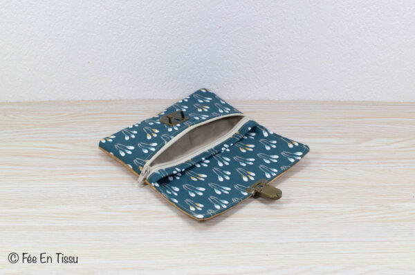 Compact liege 03_0006 Portefeuille femme compact Simili cuir liège Tissu imprimé brindilles