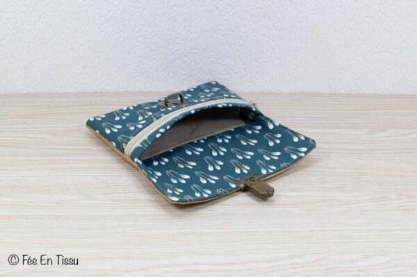 Compact liege 03_0007 Portefeuille femme compact Simili cuir liège Tissu imprimé brindilles