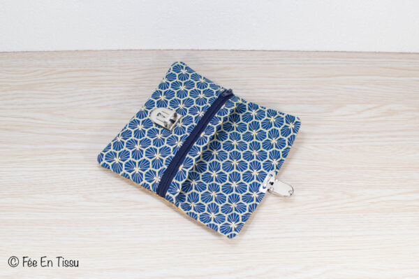 Portefeuille femme compact Simili cuir liège Tissu imprimé fleuri bleu