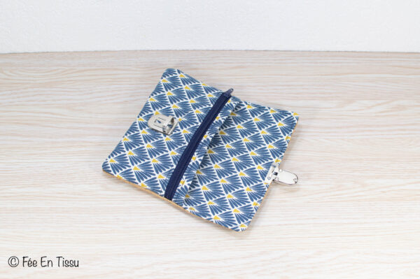 Portefeuille femme compact Simili cuir liège Tissu imprimé fleuri bleu