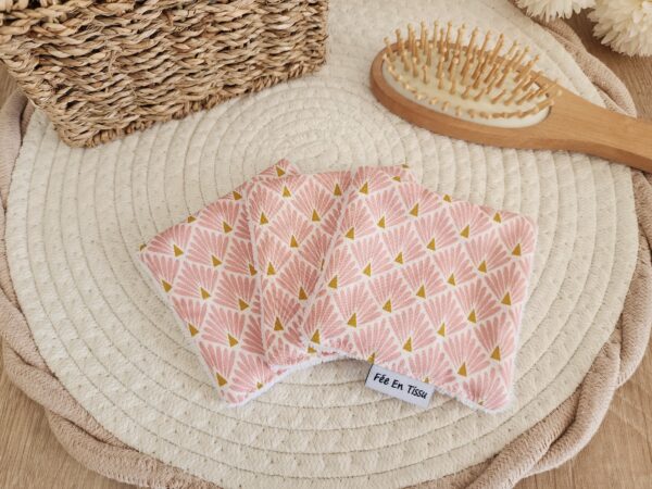 Lingettes lavables avec pochon de rangement Velours côtelé rose et imprimé fleuri