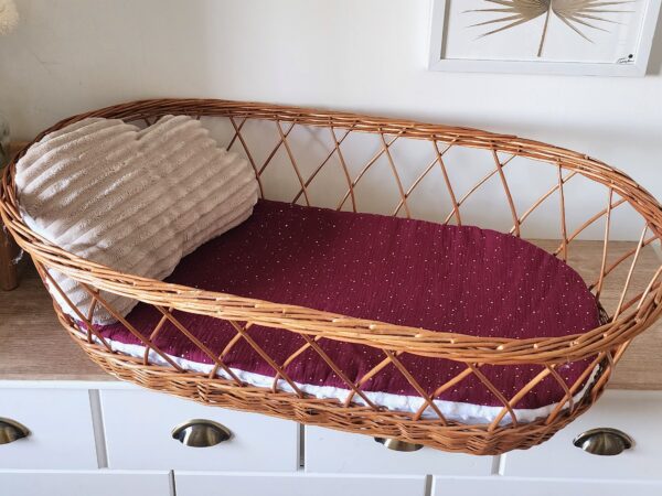 Topponcino bébé personnalisé gaze de coton bordeaux, minky