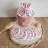 Pochon de rangement personnalisable velours rose et imprimé coeurs