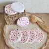 Pochon de rangement personnalisable velours rose et imprimé coeurs