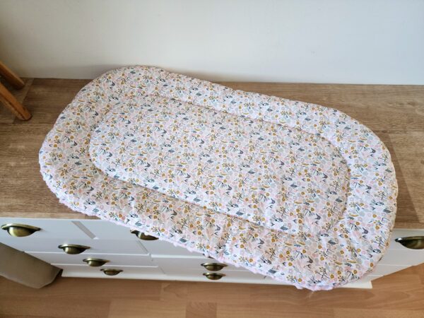 Topponcino bébé tissu petites felurs, minky rose