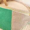 Sac Banane personnalisable Velours côtelé vert et beige et imprimé fleuri