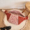 Sac Banane personnalisable Velours côtelé terracotta et imprimé léopard
