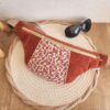 Sac Banane personnalisable Velours côtelé terracotta et imprimé léopard
