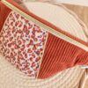 Sac Banane personnalisable Velours côtelé terracotta et imprimé léopard