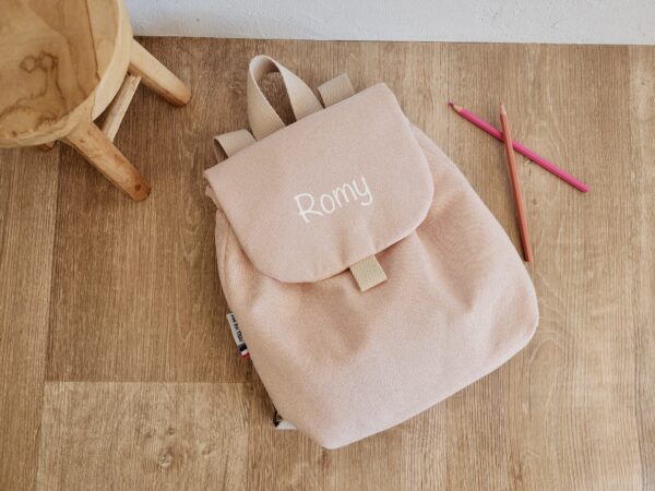 Sac à dos Maternelle/Crèche Personnalisé Prénom - Toile de coton rose pailleté