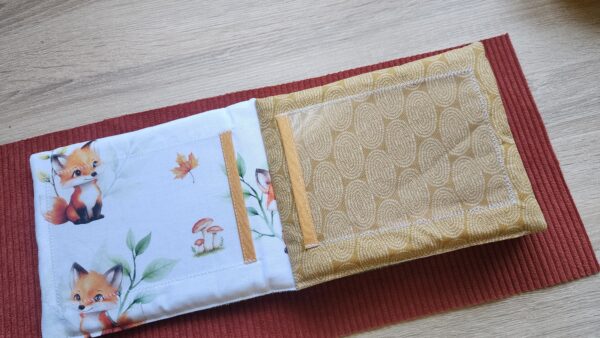 Album photo bébé tissu personnalisé - velours terracotta & imprimé renards