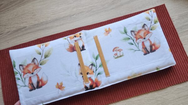 Album photo bébé tissu personnalisé - velours terracotta & imprimé renards