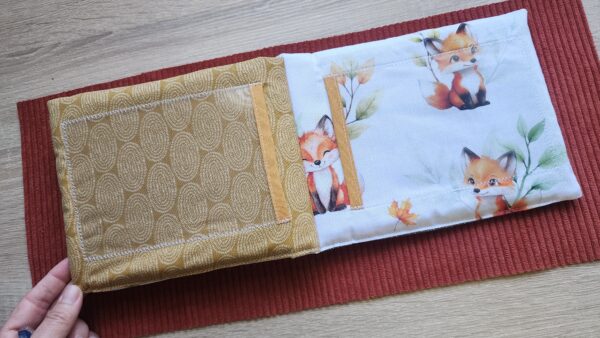 Album photo bébé tissu personnalisé - velours terracotta & imprimé renards