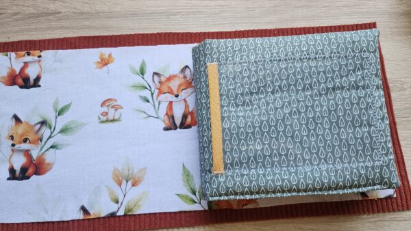 Album photo bébé tissu personnalisé - velours terracotta & imprimé renards