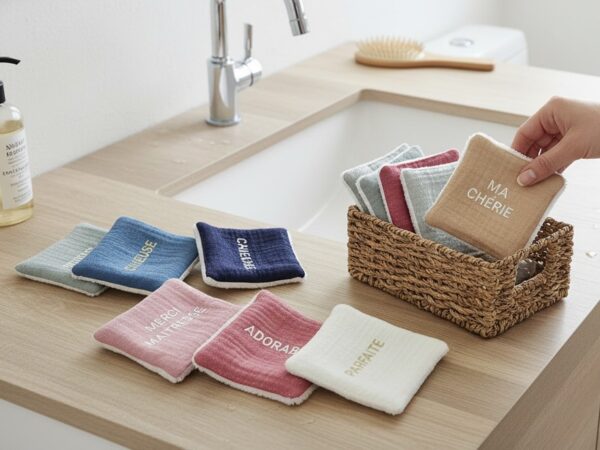 Lingettes lavables personnalisées - Double gaze pailletée