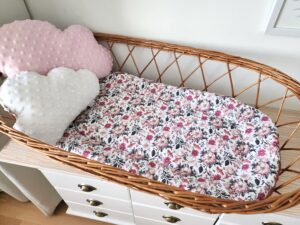 Topponcino bébé tissu fleuris, minky rose