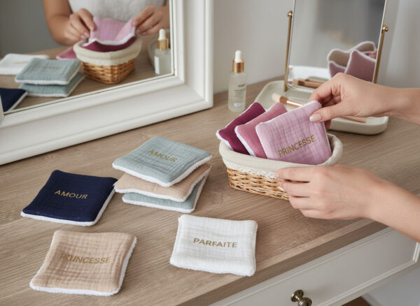 Lingettes lavables personnalisées - Double gaze pailletée